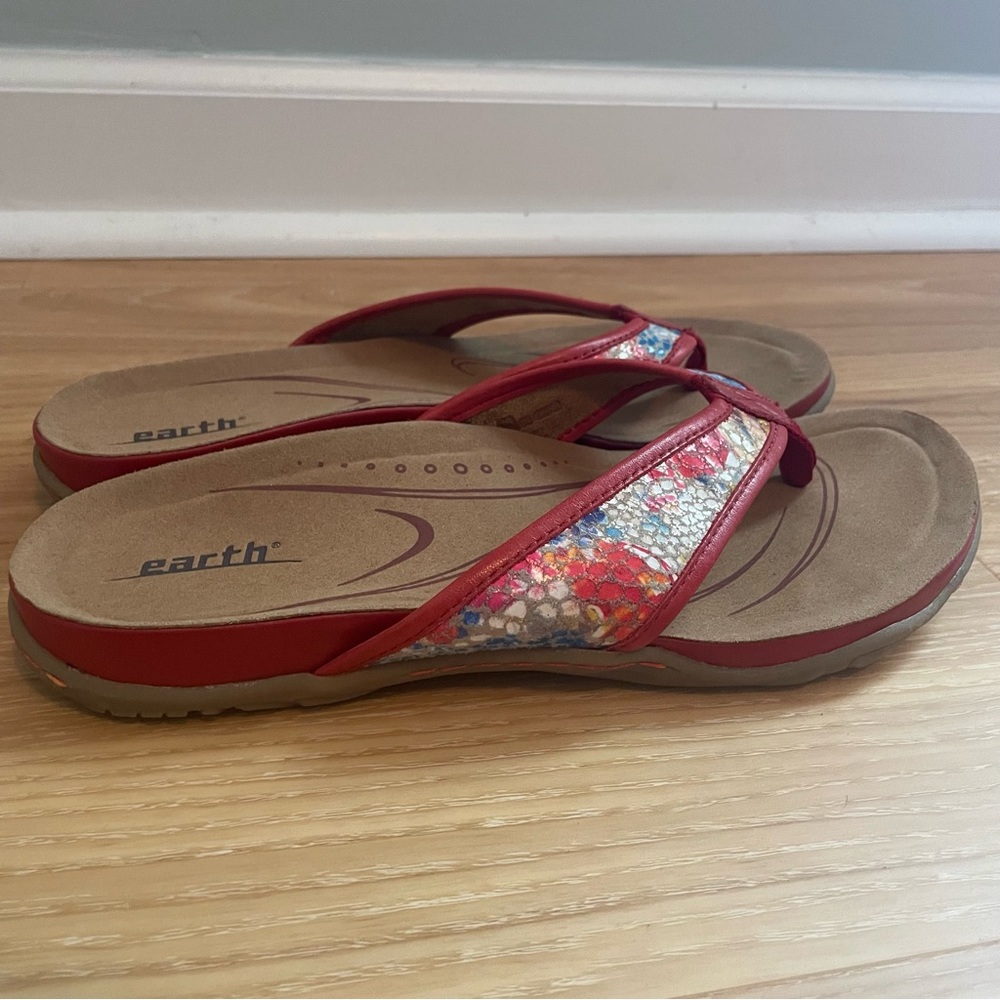 Earth Vibrant Red and Patterned Sandals
